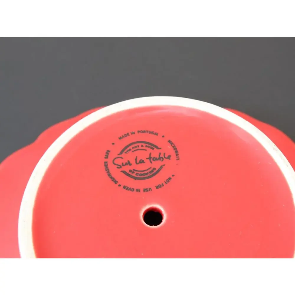 Sur La Table Red Embossed Hearts Cake Stand 8.5